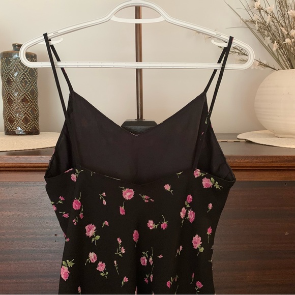 Vintage Fairweather 90's Black Ditzy Floral Print Slip Dress, Size 6 - Picture 7 of 10